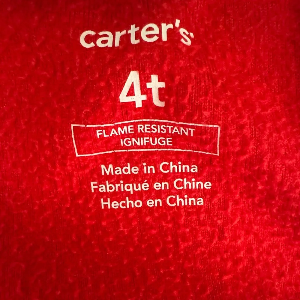 🦌Carter’s Footie Pajamas size 4T red with reindeer VGUc boys girls - Picture 10 of 11